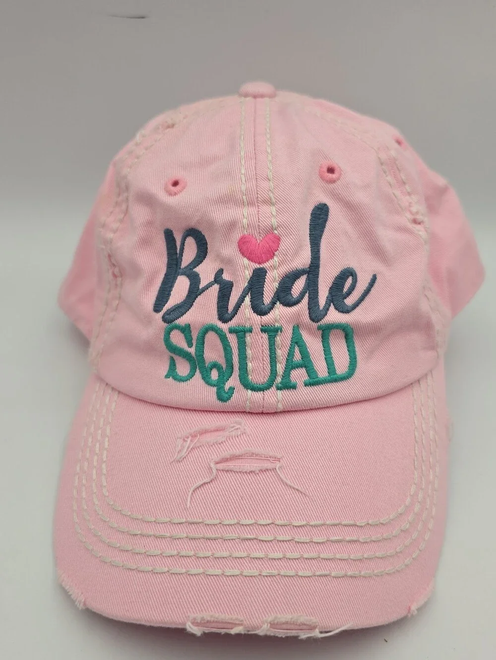 Women's KBETHOS Vintage Pink Bride Squad Cotton Distressed Adjustable Hat
